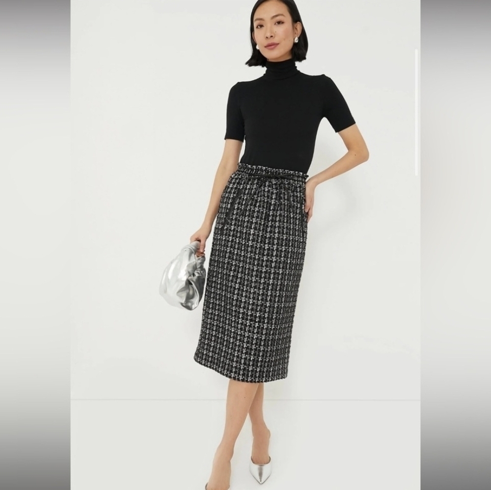 Tuckernuck Black Onyx Tweed Cece Midi Skirt XS NWT